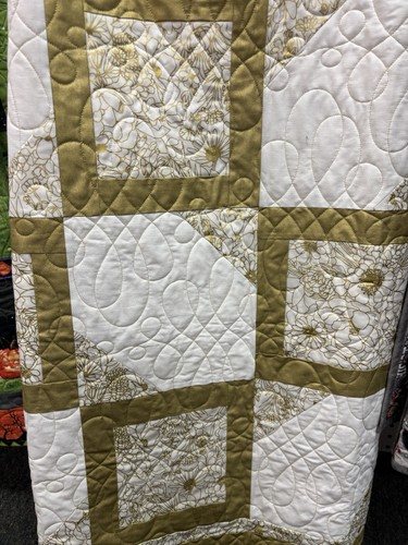 Amish handmade quilt gold - gold, and
