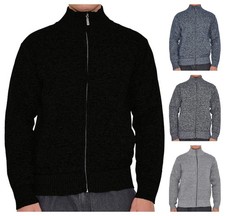 Mens Zip Cardigan Knitted Casual Sweater Full Zipper Pullover Jumper Stand