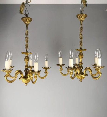 Pair french gilt brass 5 - brass,