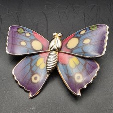Vintage Butterfly Brooch Gold Tone with Colourful Enamel Wings