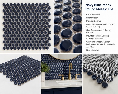 Navy blue penny round glossy - navy,