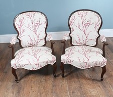 Pair Victorian Parlour Chairs Salon Seats