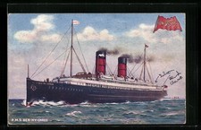 Postcard Passenger Ship RMS Ben-My-Chree on the High Seas 1912 