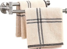 KES Kitchen Swivel Towel Rail 9-Inch Wall Mounted, Swing Out Towel Rack with 2-
