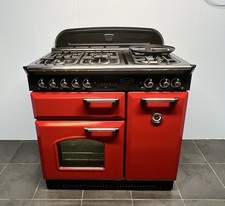 RANGEMASTER CLASSIC 90🔥DUAL FUEL⚡️RANGE COOKER IN RED & CHROME TRIM.