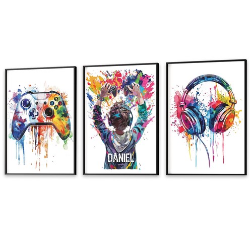 Personalised gaming wall art - personalised,