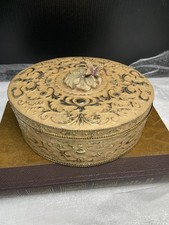 Large enameled enamel jewelry box rhinestones butterfly inside mirror 