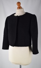 Ladies Hobbs Black Wool Blend Boucle Short Jacket Size UK 10