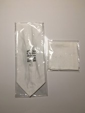 NEW IVORY SATIN MENS SELF TIE WEDDING CRAVAT TIE WITH SUIT HANDKERCHIEF 