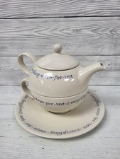 Whittard Of Chelsea Everything Stops For Tea set for One Pot, Cup and Saucer. PS
