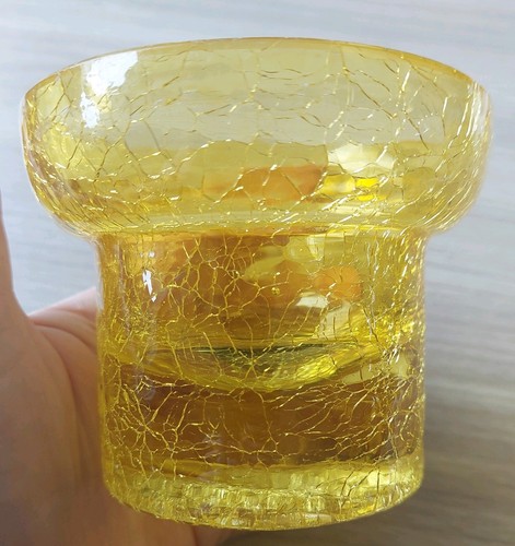 Yellow crackle glass - glass, candle