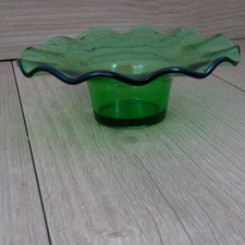 Green Glass Ruffled Fluted