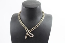 Attwood & Sawyer Necklace Snake Enamel Gold Tone Stone Set 1980s Signed Branded