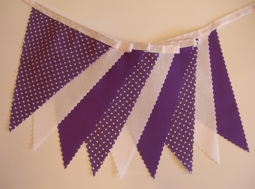 Bunting purple white - bunting, white,
