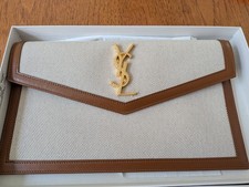 yves saint laurent Uptown pouch bag in canvas and leather