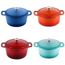 Cast Iron Casserole Dish with Lid Large Cooking Pot Enamelled Hob Induction Oven