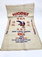 Large Phoenix USA Long Grain Rice Printed Hessian Sack 2011 Empty 45Kg
