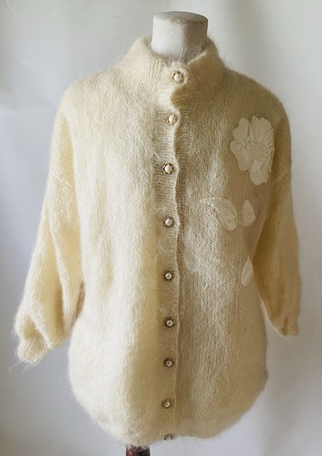 Vintage cream mohair cardigan - cream,
