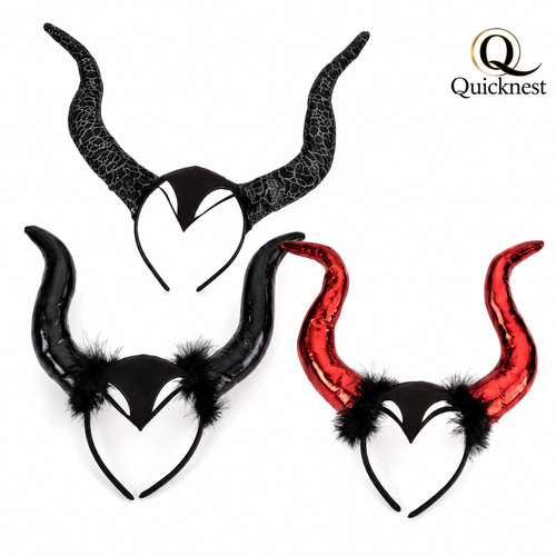 Red black devil horns headband - red/black,