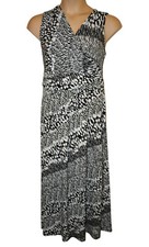 David Emanuel  Womens Maxi Dress size 16 Crossover V Neck Stretch Black Mix Bnwt