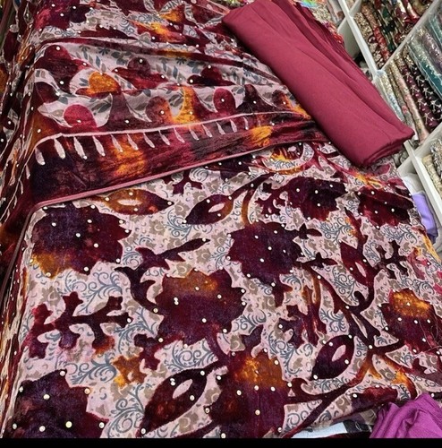 Velvet embriodered unstitched - velvet,