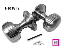 1 - 10 sets of MORTICE REEDED SPRUNG Round Internal DOOR KNOBS Satin Finish D7