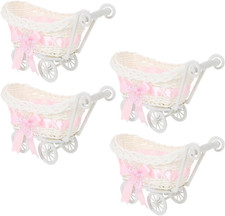 4Pcs Mini Rattan Trolley