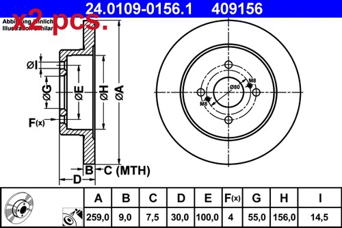Pcs rear brake disc - x2,