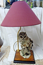 Vintage Owl Figure Capodimonte Giuseppe Armani Florence Electric Table Lamp 19"