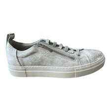 RUTH LANGSFORD Leather Trainers Womens UK 5 EU 38 Zip Silver Metallic Worn Once