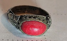 Old Ring With Red Coral Stone