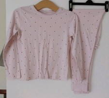 Girls Pink Spotty Pyjamas Pjs Set Long Sleeves &Legs George Age 11-12 Years