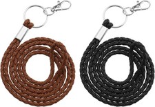2PCS PU Leather Braided Lanyard Neck Strap Retainer with Key Ring and Swivel... 