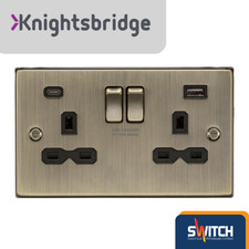 Antique Brass Double USB Plug