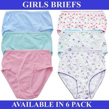 6 Pack Girls Briefs Underwear Kids Knickers 100% Cotton Age 2 – 13 Years 