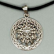 Green Man Pendant 925 silver Celtic Pagan Wiccan Druid Tree Spirit Herne.