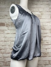 Shiny Slippery Satin Secretary Blouse Top Sissy Mistress Sz 14 36” Bust TV CD