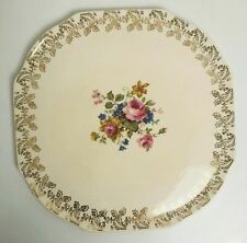 Elijah Cotton Ltd Lord Nelson Ware Staffordshire Ceramic Floral Gold Cake Plate