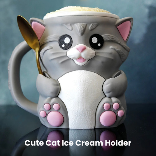 Cat ice cream pint - holder, (ben
