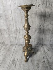 Antique Brass Altar Candlestick With Lions Head 