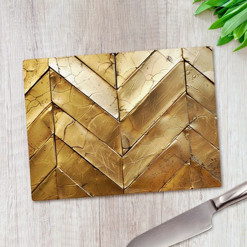 Gold chevron pattern glass - chevron,