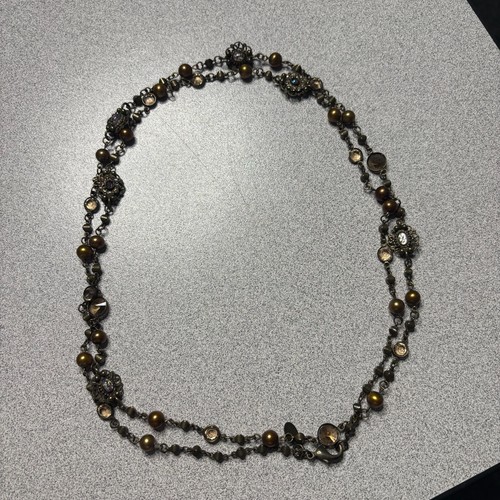 Layered amber tone - beaded, and