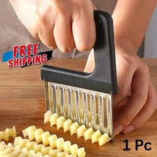 1PC Crinkle Wavy Vegetable Potato Chip Slicer Stainless Steel Tool UK...