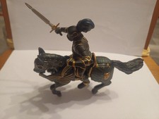 Papo Medieval Black Knight And Rearing Horse Toy Figure 2005