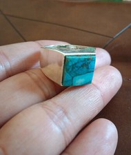 Blue Copper Turquoise Ring 925 Sterling Silver Popular Men's Ring All Size SR393