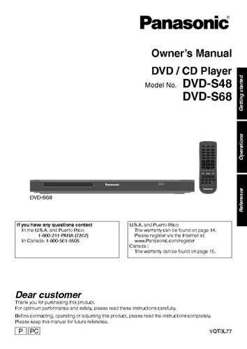 Panasonic dvd s48 s68 - dvd-s48,