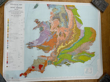 Large 1979 Vintage Geological Map of the United Kingdom South Plan Chart 3rd Edn