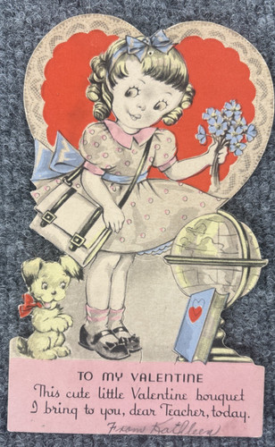 Vintage valentine card school - card,