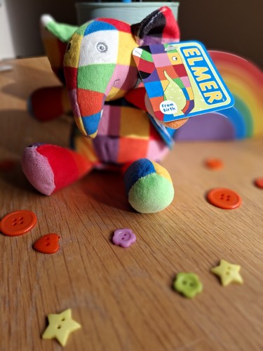 Elmer elephant toy - elephant, rattle