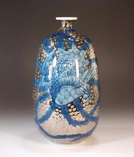 Arita ware vase platinum blue - arita,